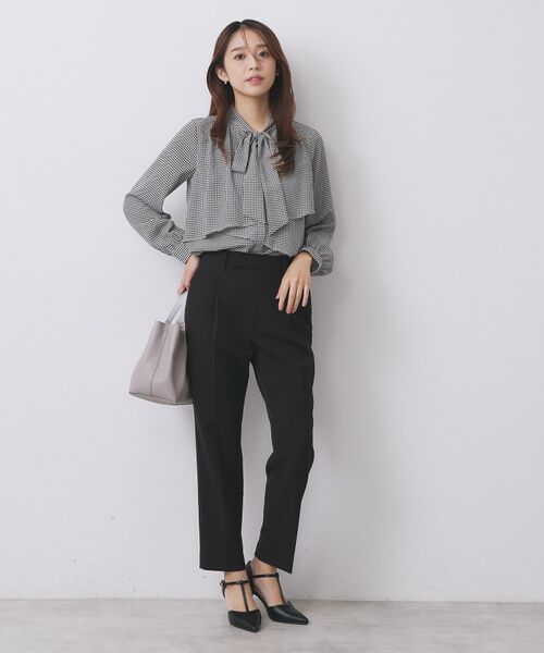 index / インデックス シャツ・ブラウス | アシンメトリーレイヤードボウタイブラウス【洗濯機OK/イージーアイロン/防シワ】《XS~3L/5col》 | 詳細15