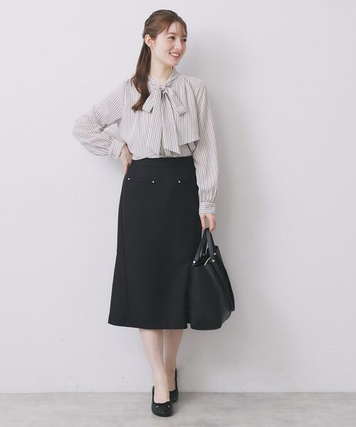 index / インデックス シャツ・ブラウス | アシンメトリーレイヤードボウタイブラウス【洗濯機OK/イージーアイロン/防シワ】《XS~3L/5col》 | 詳細19