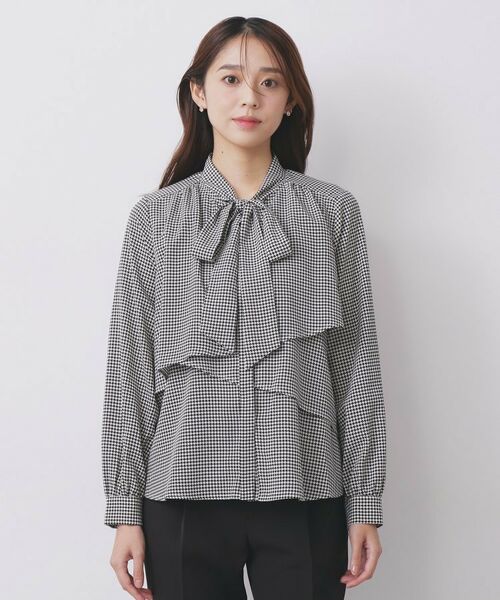 index / インデックス シャツ・ブラウス | アシンメトリーレイヤードボウタイブラウス【洗濯機OK/イージーアイロン/防シワ】《XS~3L/5col》 | 詳細22