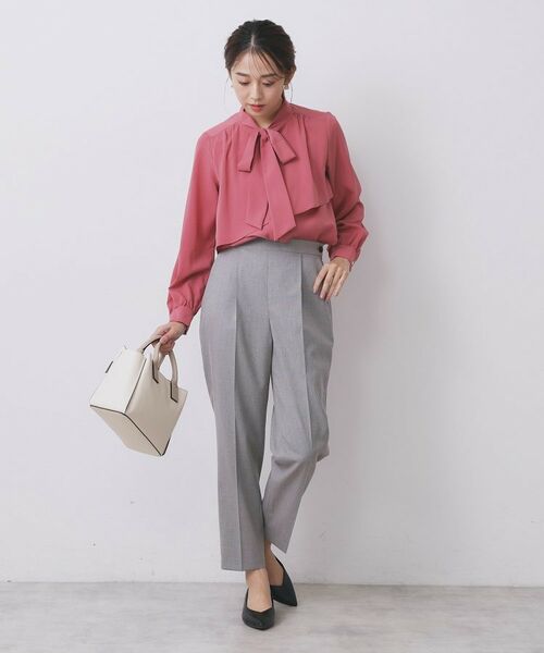 index / インデックス シャツ・ブラウス | アシンメトリーレイヤードボウタイブラウス【洗濯機OK/イージーアイロン/防シワ】《XS~3L/5col》 | 詳細7