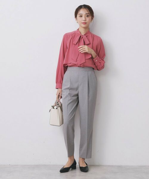 index / インデックス シャツ・ブラウス | アシンメトリーレイヤードボウタイブラウス【洗濯機OK/イージーアイロン/防シワ】《XS~3L/5col》 | 詳細8