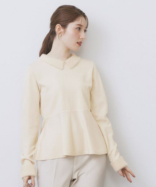 index / インデックス ニット・セーター | フェザードッキングペプラムニット【洗濯機OK】(オフホワイト(003))