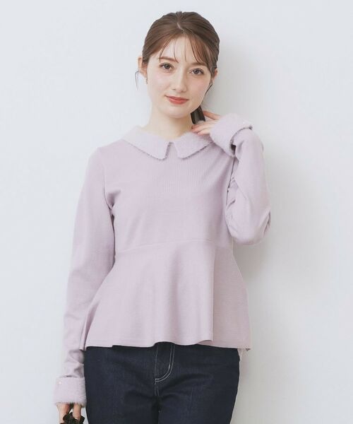 index / インデックス ニット・セーター | フェザードッキングペプラムニット【洗濯機OK】(ラベンダー(080))