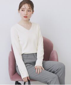 index / インデックス ニット・セーター | ゴールドボタンVネックニット【洗濯機OK】《6col》