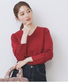 index / インデックス ニット・セーター | ゴールドボタンVネックニット【洗濯機OK】《6col》