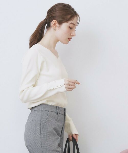 index / インデックス ニット・セーター | ゴールドボタンVネックニット【洗濯機OK】《6col》 | 詳細1