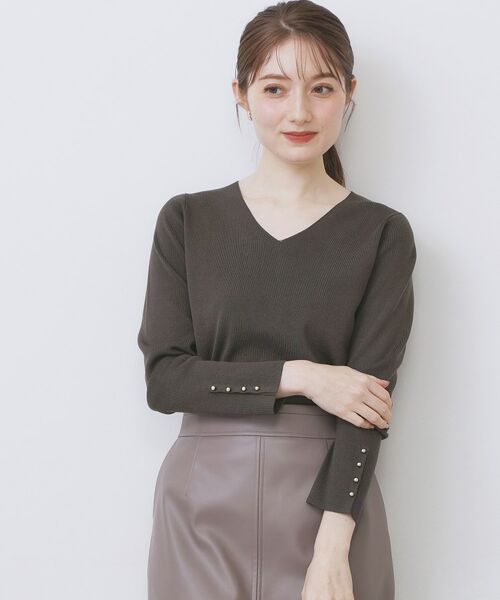 index / インデックス ニット・セーター | ゴールドボタンVネックニット【洗濯機OK】《6col》 | 詳細13