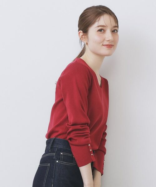 index / インデックス ニット・セーター | ゴールドボタンVネックニット【洗濯機OK】《6col》 | 詳細21