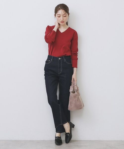 index / インデックス ニット・セーター | ゴールドボタンVネックニット【洗濯機OK】《6col》 | 詳細22