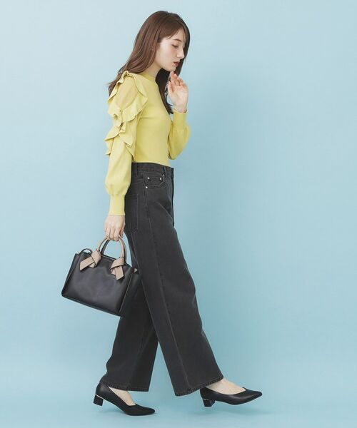 index / インデックス ニット・セーター | ハイネックシアーフリルスリーブニット【洗濯機OK/抗ピル】 | 詳細11