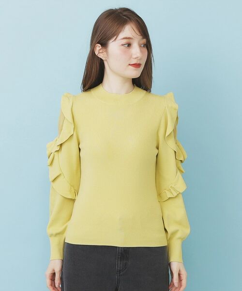 index / インデックス ニット・セーター | ハイネックシアーフリルスリーブニット【洗濯機OK/抗ピル】 | 詳細13