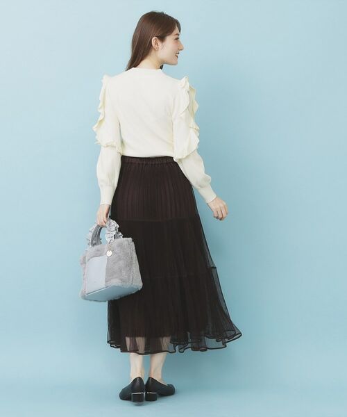 index / インデックス ニット・セーター | ハイネックシアーフリルスリーブニット【洗濯機OK/抗ピル】 | 詳細3