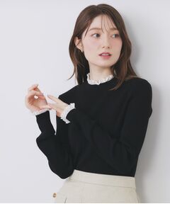 index / インデックス ニット・セーター | コットンレースフリルリブニット【洗濯機OK/抗ピル】