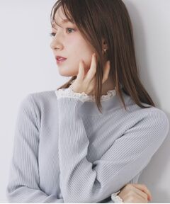 index / インデックス ニット・セーター | コットンレースフリルリブニット【洗濯機OK/抗ピル】