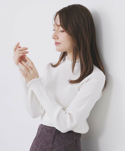 index / インデックス ニット・セーター | コットンレースフリルリブニット【洗濯機OK/抗ピル】 | 詳細1