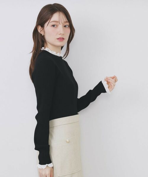 index / インデックス ニット・セーター | コットンレースフリルリブニット【洗濯機OK/抗ピル】 | 詳細5