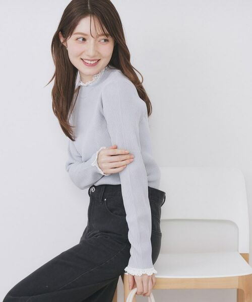 index / インデックス ニット・セーター | コットンレースフリルリブニット【洗濯機OK/抗ピル】 | 詳細9