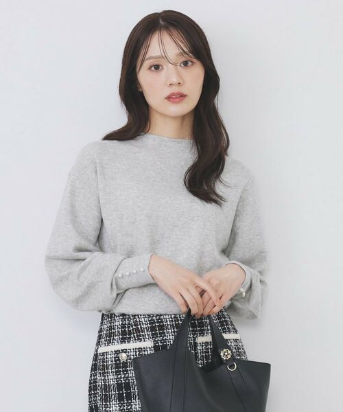 index / インデックス ニット・セーター | ふんわりボトルネックパフスリーブニット【洗濯機OK】《6col》(グレー(012))