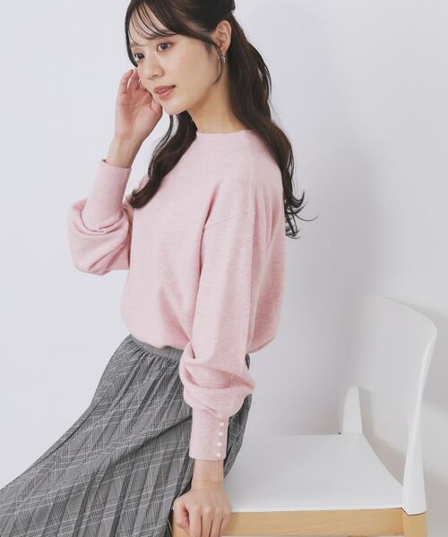 index / インデックス ニット・セーター | ふんわりボトルネックパフスリーブニット【洗濯機OK】《6col》(ライトピンク(070))