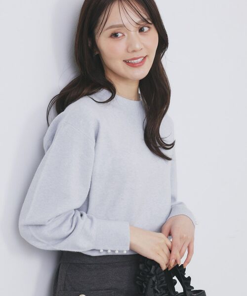 index / インデックス ニット・セーター | ふんわりボトルネックパフスリーブニット【洗濯機OK】《6col》(サックスブルー(890))