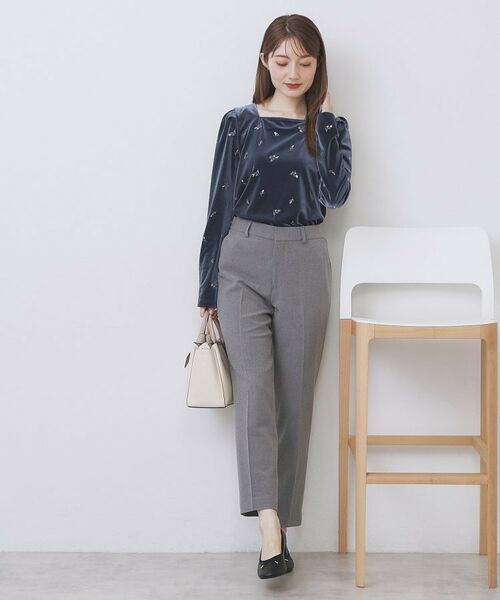 index / インデックス カットソー | バックシャン小花刺繍ベロアトップス【洗濯機OK】 | 詳細10