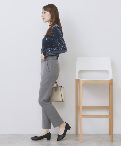 index / インデックス カットソー | バックシャン小花刺繍ベロアトップス【洗濯機OK】 | 詳細11