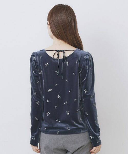 index / インデックス カットソー | バックシャン小花刺繍ベロアトップス【洗濯機OK】 | 詳細15