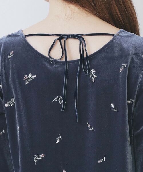 index / インデックス カットソー | バックシャン小花刺繍ベロアトップス【洗濯機OK】 | 詳細17