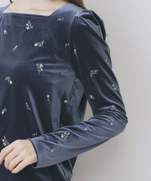 index / インデックス カットソー | バックシャン小花刺繍ベロアトップス【洗濯機OK】 | 詳細18