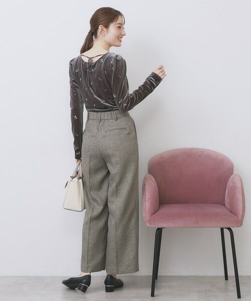 index / インデックス カットソー | バックシャン小花刺繍ベロアトップス【洗濯機OK】 | 詳細3