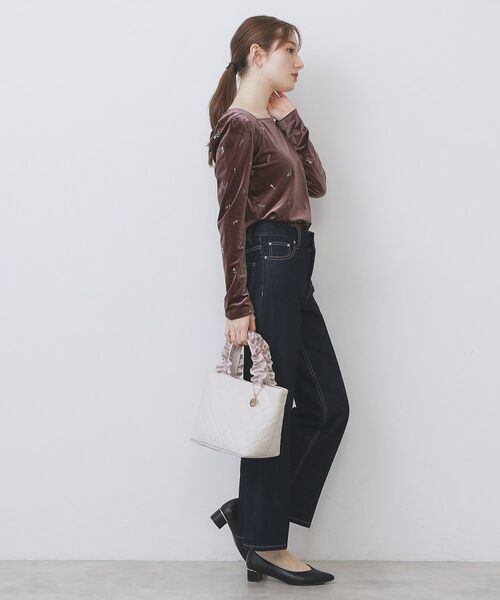 index / インデックス カットソー | バックシャン小花刺繍ベロアトップス【洗濯機OK】 | 詳細7