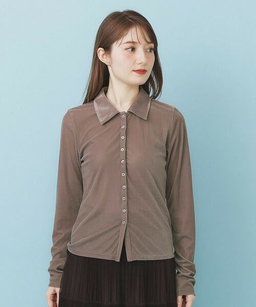 index / インデックス カットソー | 衿付きベロアジャージトップス【洗濯機OK】 | 詳細13