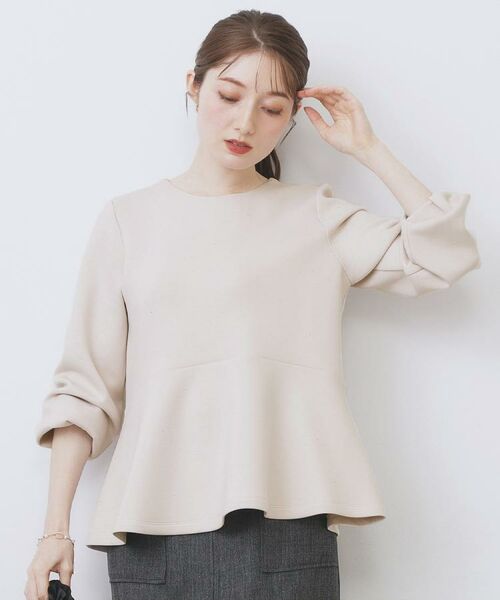 index/インデックス ジルコンペプラムトップス【洗濯機OK】 グレージュ(050) 36(S)