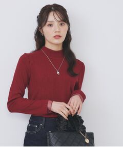 index / インデックス カットソー | ランダムリブハイネックトップス【洗濯機OK/吸湿発熱】