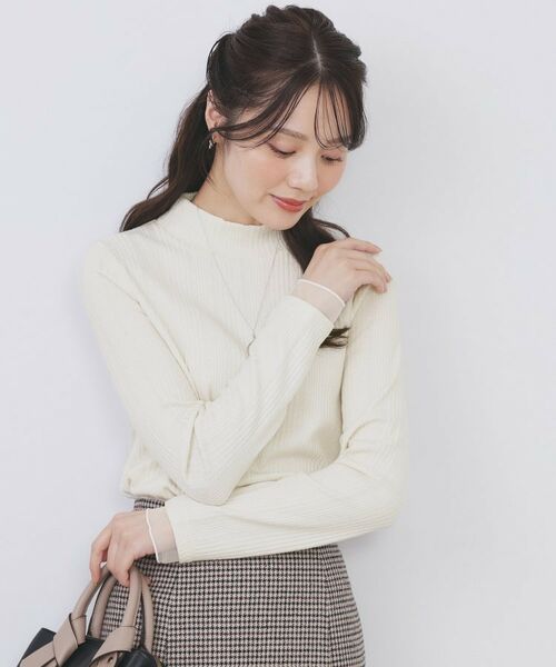 index / インデックス カットソー | ランダムリブハイネックトップス【洗濯機OK/吸湿発熱】 | 詳細1