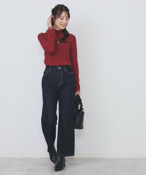 index / インデックス カットソー | ランダムリブハイネックトップス【洗濯機OK/吸湿発熱】 | 詳細14