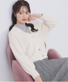 index / インデックス カーディガン・ボレロ | ラメフェザーヤーンVネックカーディガン【洗濯機OK】