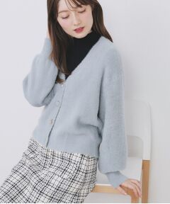 index / インデックス カーディガン・ボレロ | ラメフェザーヤーンVネックカーディガン【洗濯機OK】