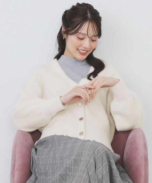 index / インデックス カーディガン・ボレロ | ラメフェザーヤーンVネックカーディガン【洗濯機OK】 | 詳細1