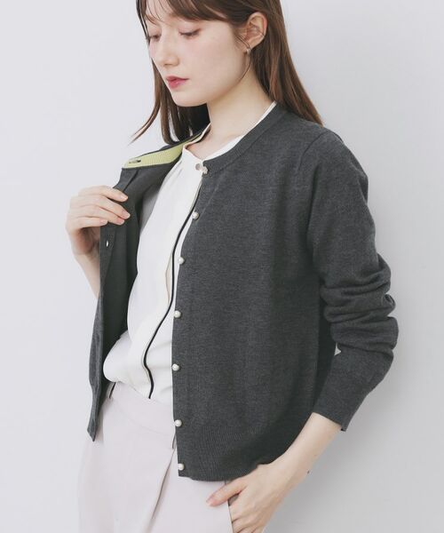 index / インデックス カーディガン・ボレロ | ビジュークルーネックカーディガン【洗濯機OK】《7col/XS～LL》 | 詳細1