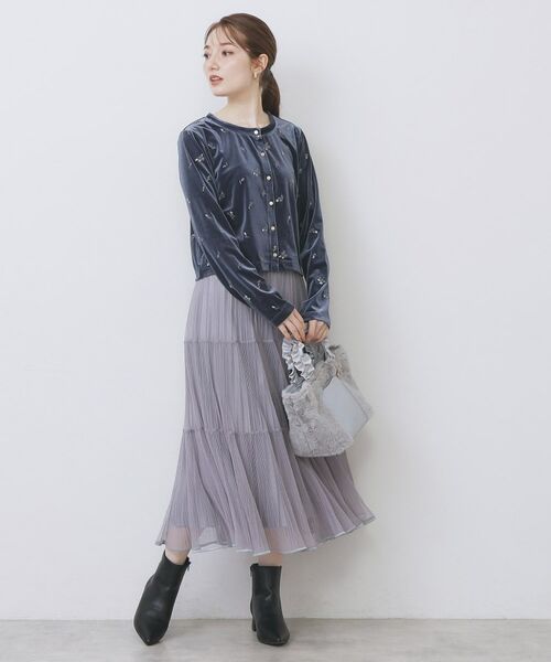 index / インデックス カーディガン・ボレロ | 小花刺繍ベロアショートカーディガン【洗濯機OK】 | 詳細10