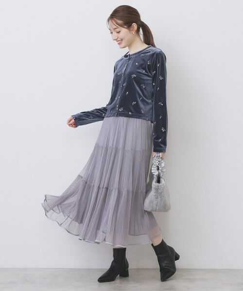 index / インデックス カーディガン・ボレロ | 小花刺繍ベロアショートカーディガン【洗濯機OK】 | 詳細11