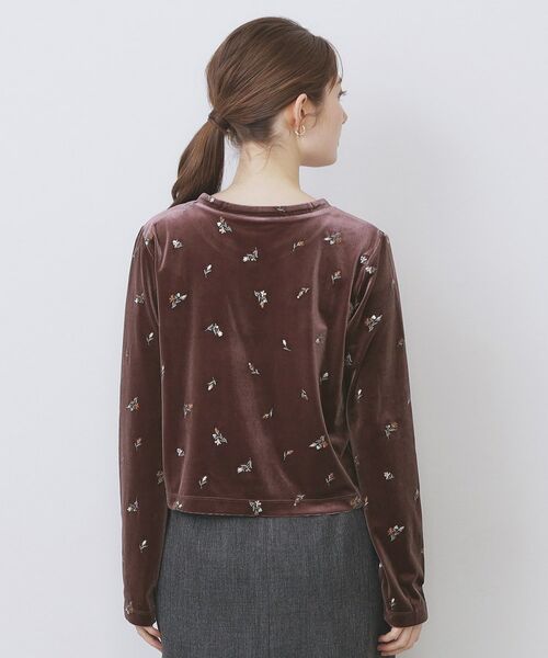 index / インデックス カーディガン・ボレロ | 小花刺繍ベロアショートカーディガン【洗濯機OK】 | 詳細15