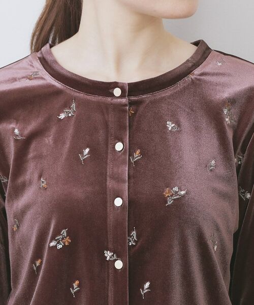 index / インデックス カーディガン・ボレロ | 小花刺繍ベロアショートカーディガン【洗濯機OK】 | 詳細16