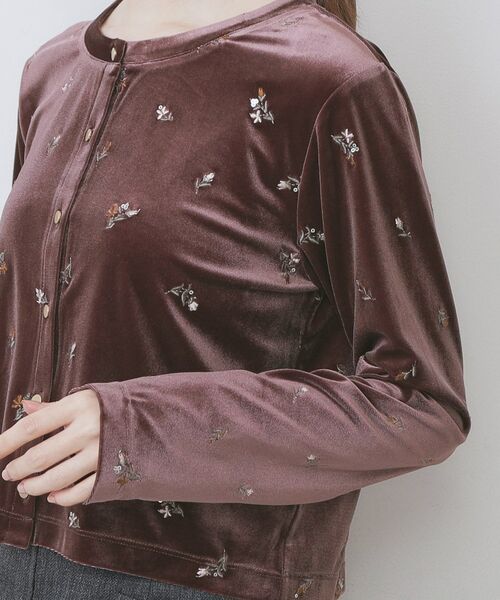 index / インデックス カーディガン・ボレロ | 小花刺繍ベロアショートカーディガン【洗濯機OK】 | 詳細17