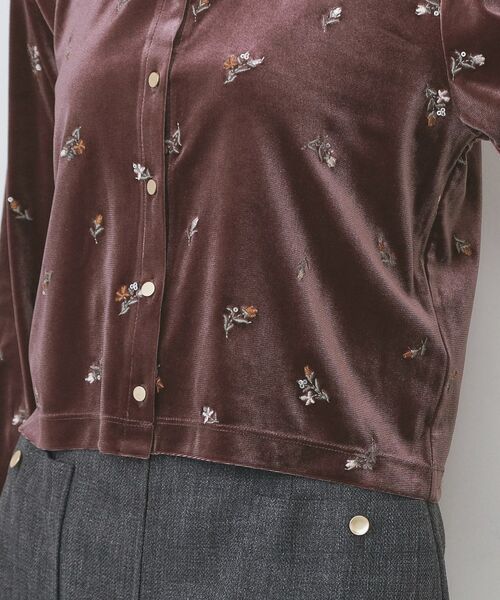 index / インデックス カーディガン・ボレロ | 小花刺繍ベロアショートカーディガン【洗濯機OK】 | 詳細18