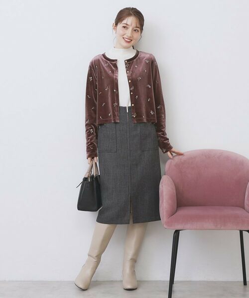 index / インデックス カーディガン・ボレロ | 小花刺繍ベロアショートカーディガン【洗濯機OK】 | 詳細6