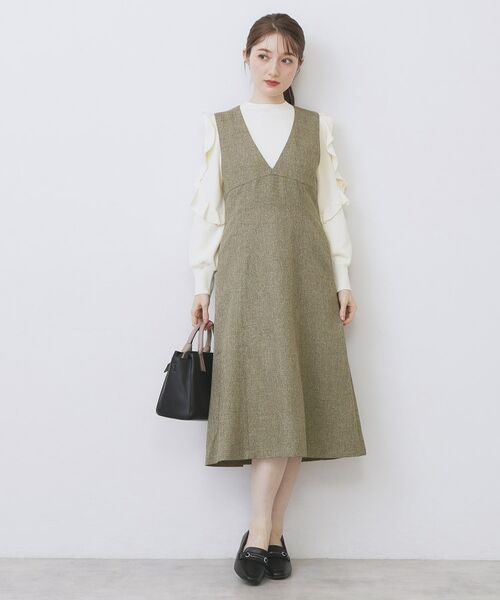 index / インデックス ミニ丈・ひざ丈ワンピース | ヴィンテージツイードジャンスカ【洗濯機OK/防シワ】 | 詳細10