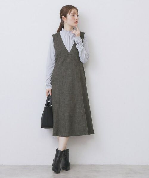 index / インデックス ミニ丈・ひざ丈ワンピース | ヴィンテージツイードジャンスカ【洗濯機OK/防シワ】 | 詳細2