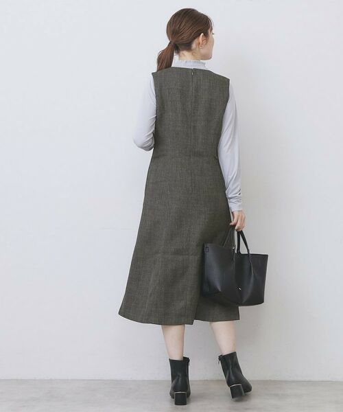 index / インデックス ミニ丈・ひざ丈ワンピース | ヴィンテージツイードジャンスカ【洗濯機OK/防シワ】 | 詳細3